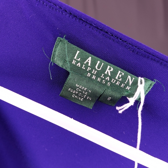 Lauren Ralph Lauren Vtg Dress Women 6 Purple Stretch Empire Vneck Wiggle Stretch - Picture 9 of 11